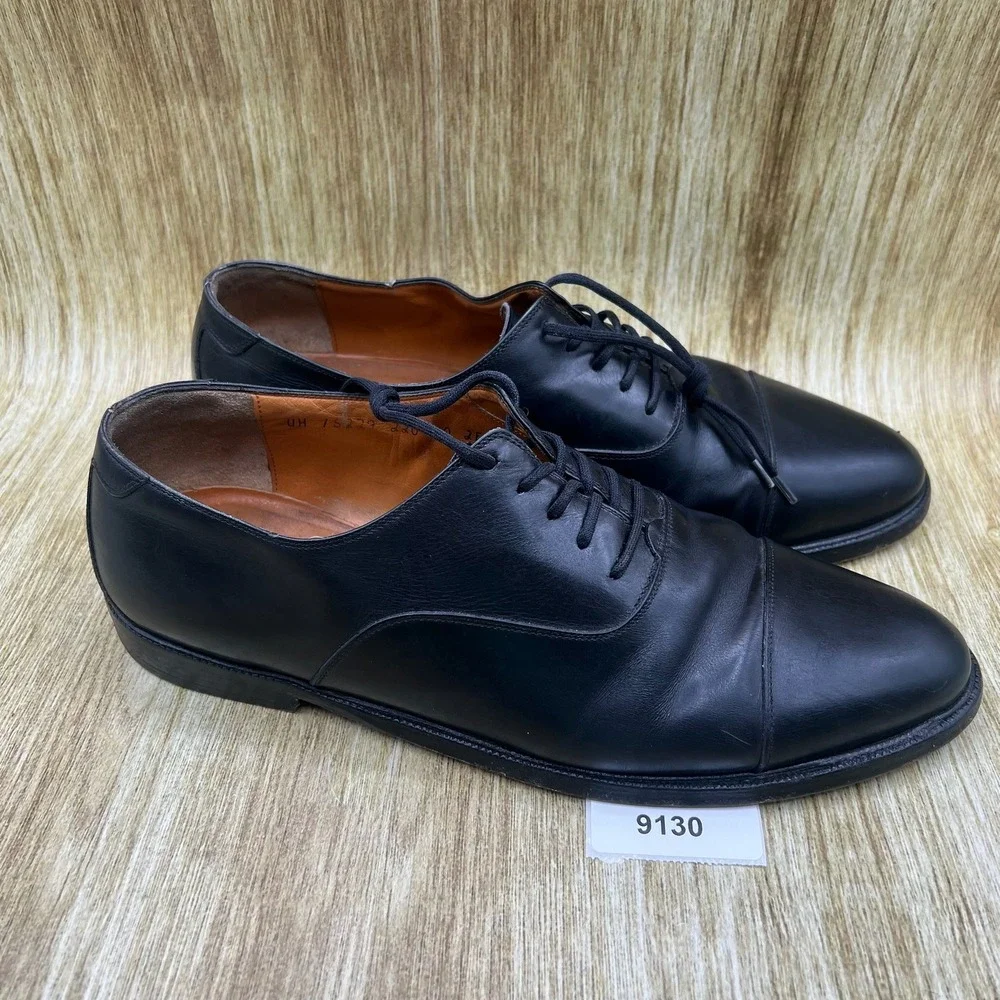 Salvatore Ferragamo Oxford Shoes Men's Size 10 2E Black Leather Cap Toe‎ Dress